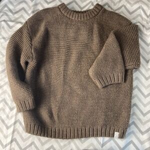 Zara Kids Cable Knit Sweater Unisex 2-3 Yrs Ribbed Cuff Collar Classic Brown